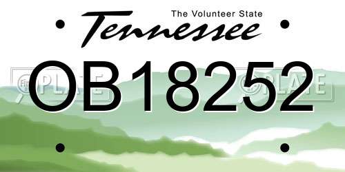 OB18252 Tennessee License Plate