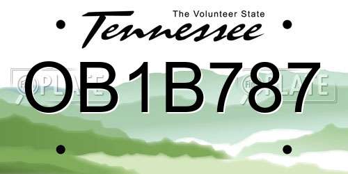 OB1B787 Tennessee License Plate