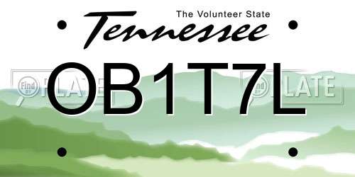 OB1T7L Tennessee License Plate