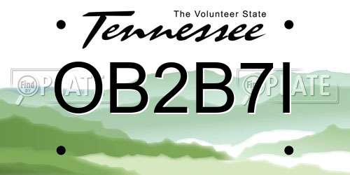 OB2B7I Tennessee License Plate