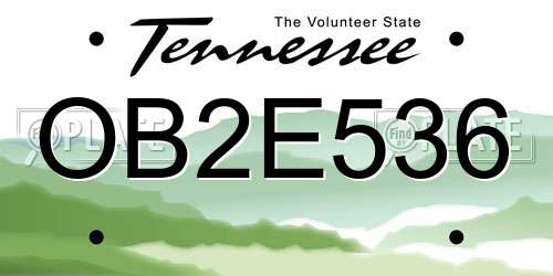 OB2E536 Tennessee License Plate