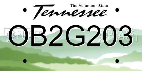OB2G203 Tennessee License Plate