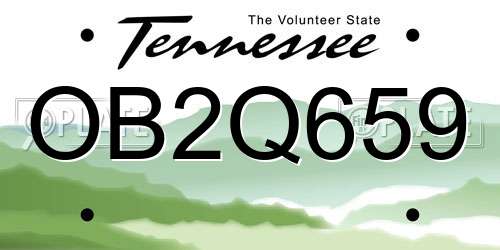 OB2Q659 Tennessee License Plate