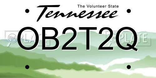 OB2T2Q Tennessee License Plate