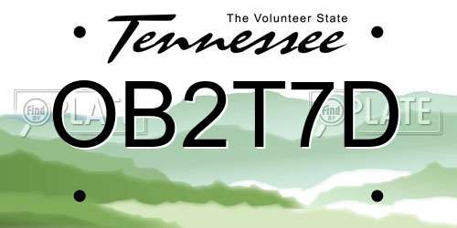OB2T7D Tennessee License Plate