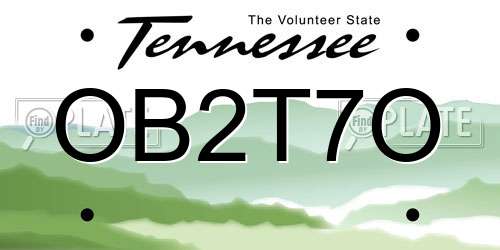 OB2T7O Tennessee License Plate