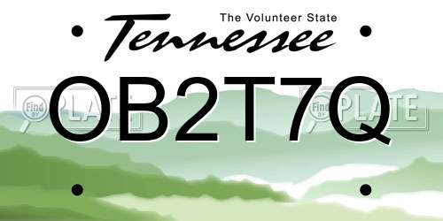 OB2T7Q Tennessee License Plate