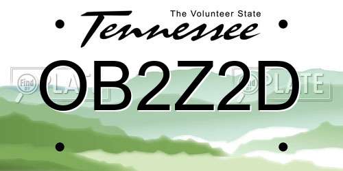 OB2Z2D Tennessee License Plate
