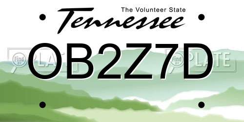 OB2Z7D Tennessee License Plate