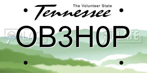 OB3H0P Tennessee License Plate
