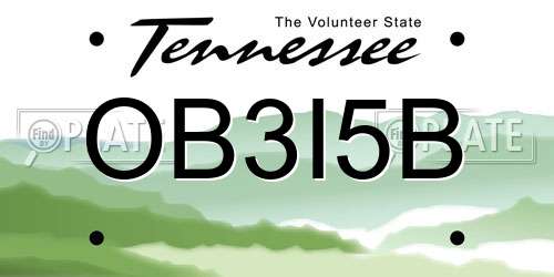 OB3I5B Tennessee License Plate