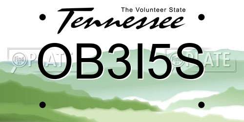 OB3I5S Tennessee License Plate