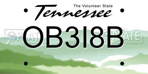 OB3I8B Tennessee License Plate
