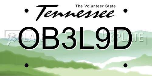 OB3L9D Tennessee License Plate