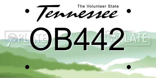 OB442 Tennessee License Plate