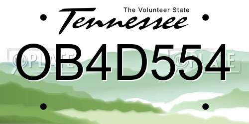 OB4D554 Tennessee License Plate