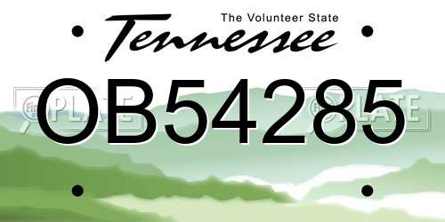 OB54285 Tennessee License Plate