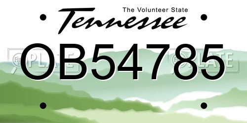OB54785 Tennessee License Plate