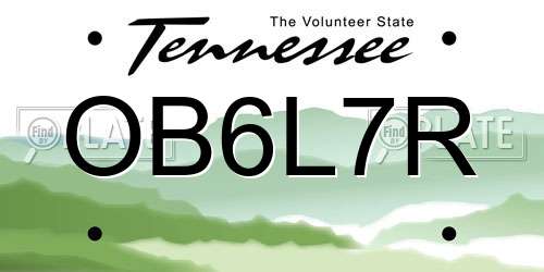 OB6L7R Tennessee License Plate