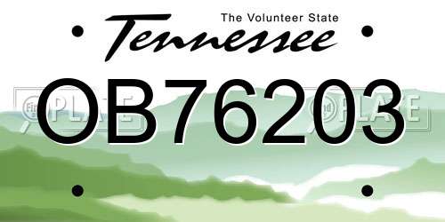 OB76203 Tennessee License Plate