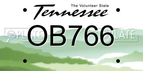 OB766 Tennessee License Plate
