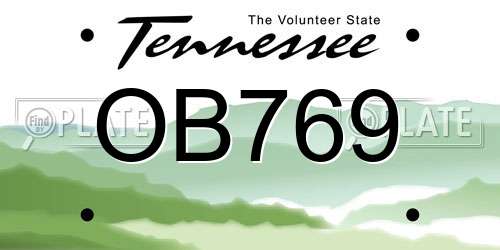 OB769 Tennessee License Plate