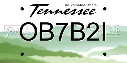 OB7B2I Tennessee License Plate