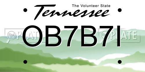 OB7B7I Tennessee License Plate