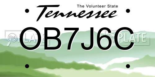 OB7J6C Tennessee License Plate