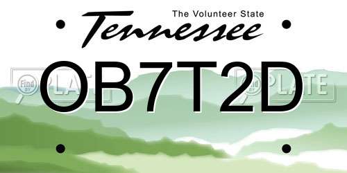 OB7T2D Tennessee License Plate