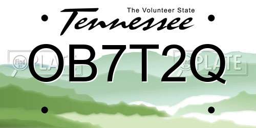 OB7T2Q Tennessee License Plate