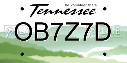 OB7Z7D Tennessee License Plate