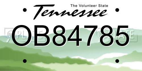 OB84785 Tennessee License Plate