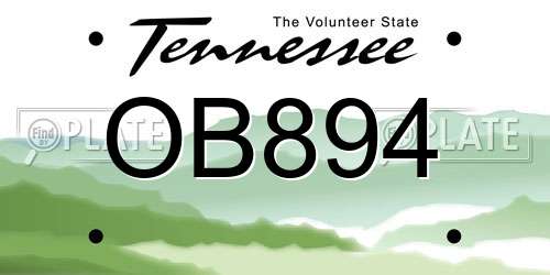 OB894 Tennessee License Plate