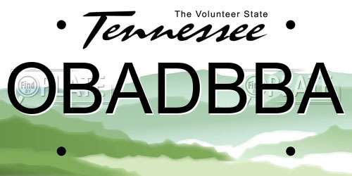 OBADBBA Tennessee License Plate