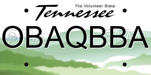 OBAQBBA Tennessee License Plate