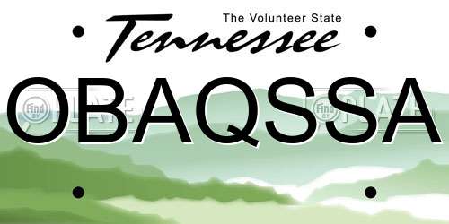 OBAQSSA Tennessee License Plate