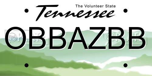 OBBAZBB Tennessee License Plate