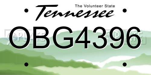 OBG4396 Tennessee License Plate