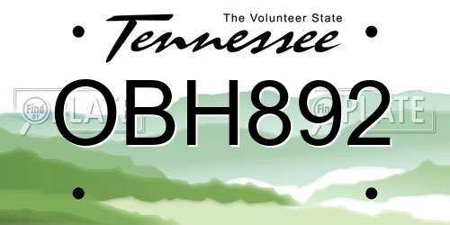 OBH892 Tennessee License Plate