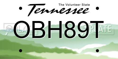 OBH89T Tennessee License Plate