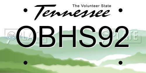 OBHS92 Tennessee License Plate