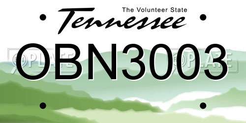 OBN3003 Tennessee License Plate