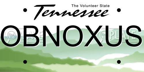 OBNOXUS Tennessee License Plate