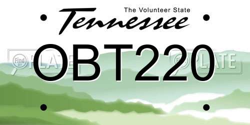 OBT220 Tennessee License Plate