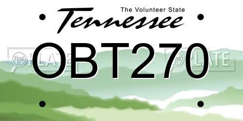OBT270 Tennessee License Plate