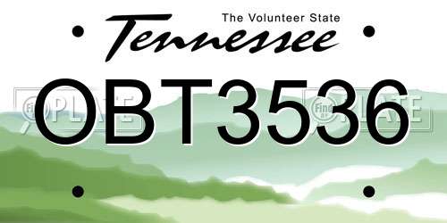 OBT3536 Tennessee License Plate