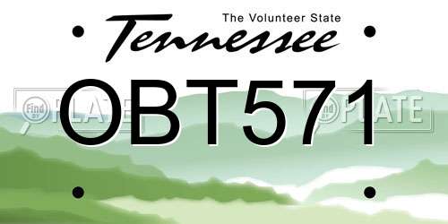 OBT571 Tennessee License Plate