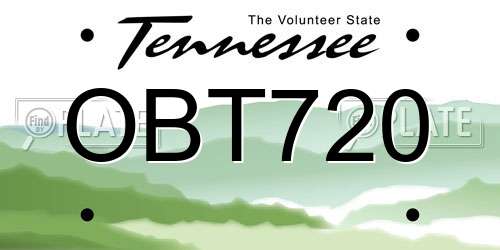 OBT720 Tennessee License Plate