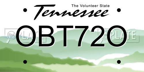OBT72O Tennessee License Plate